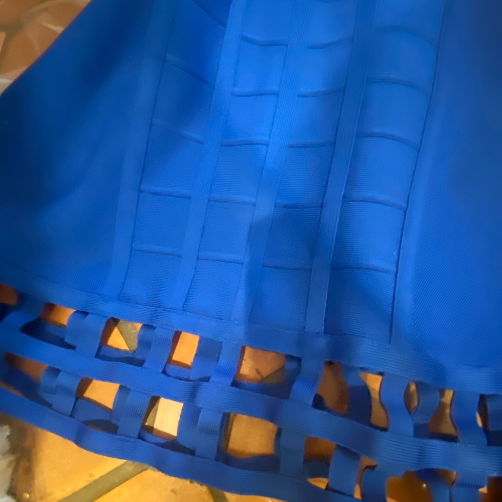 Hervé Léger Blue Vivien Cage Dress $1490 Retail - Picture 5 of 13